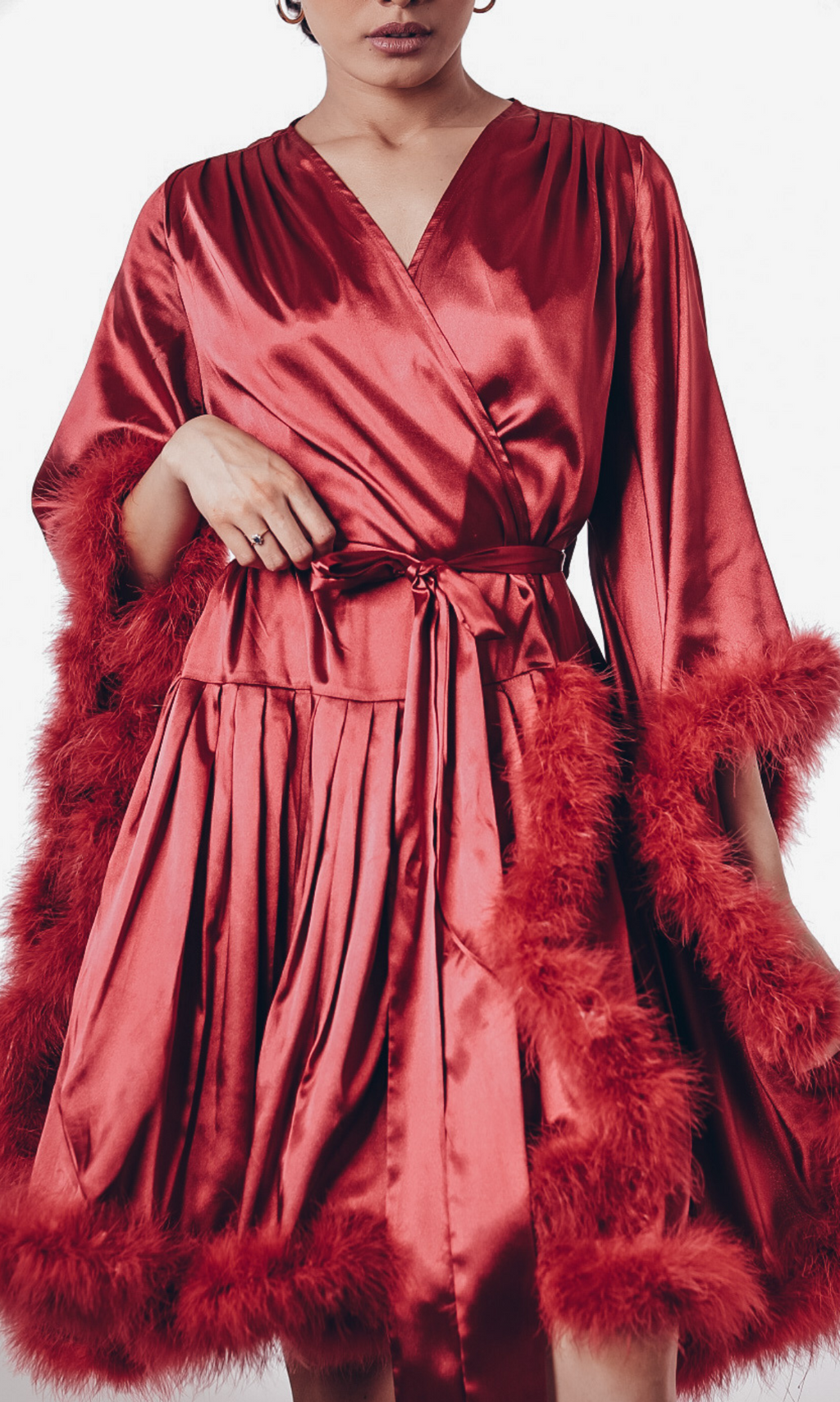 short red feather robe