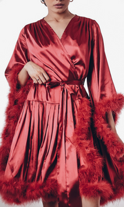 short red feather robe